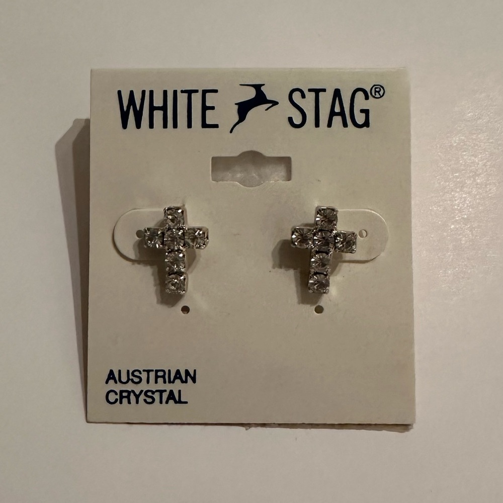 White Stag cross earrings.